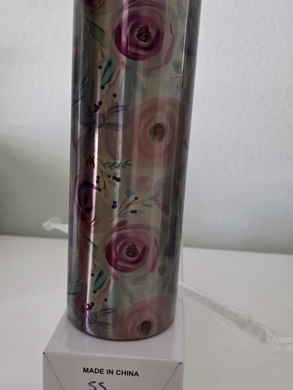 Stainless Steel Floral Tumbler - Purple & Pink Design